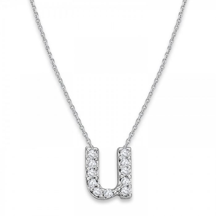 KC Designs Diamond Baby Typewriter Initial "u" Necklace in 14k White Gold