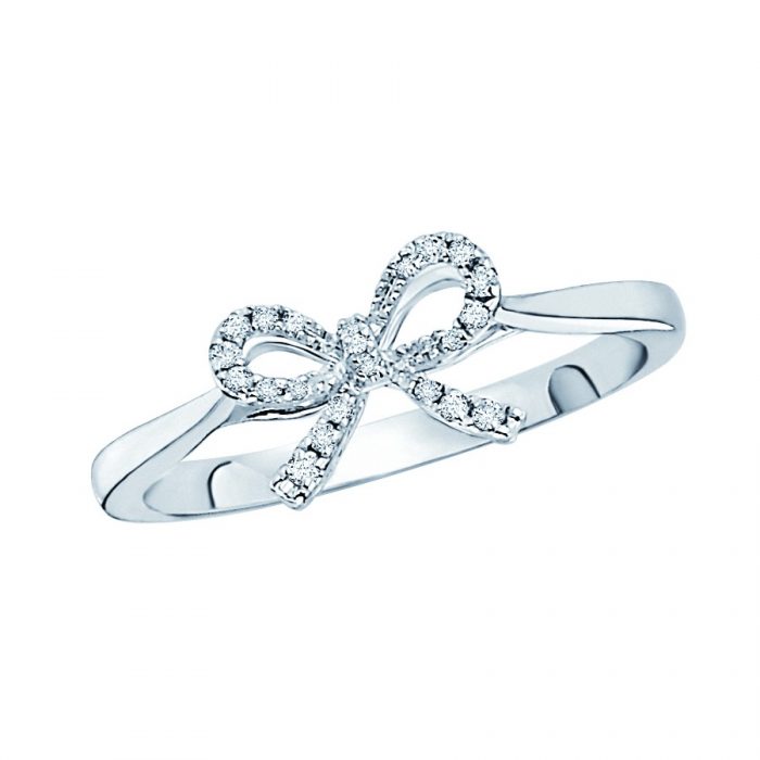 KC Designs 14k White Gold Diamond Mini Bow Ring