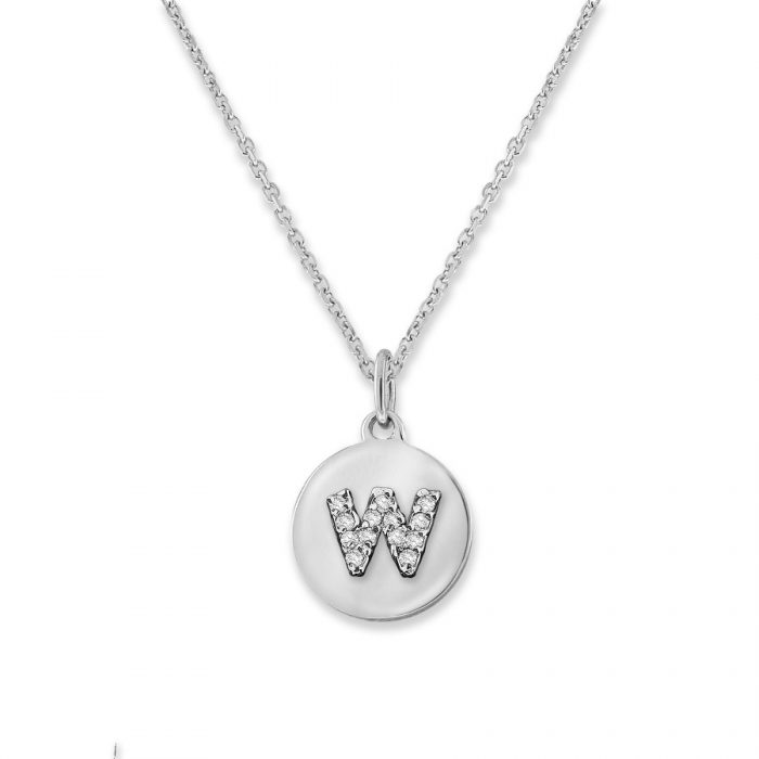 KC Designs 14k Yellow Gold Diamond Mini Disc Initial "w" Necklace