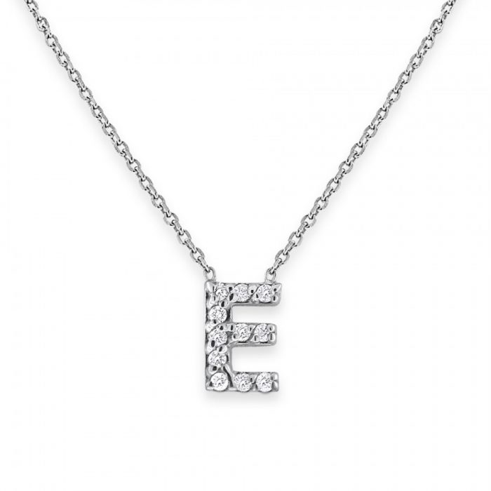 KC Designs Diamond Bitty Block Initial "E" Necklace