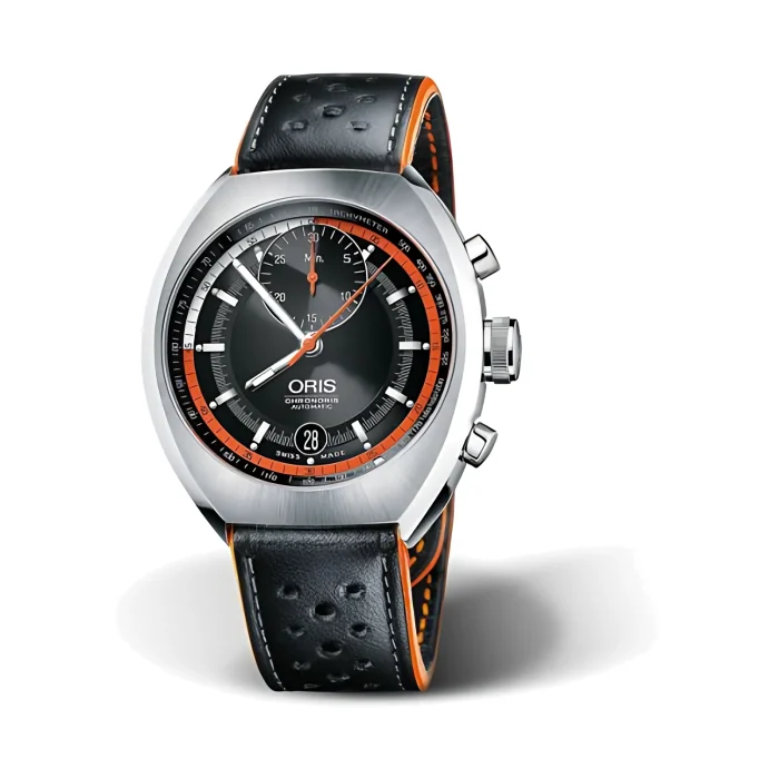 Oris Chronoris Black Dial on Leather Strap