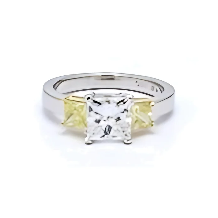 Platinum and 18K Yellow Gold Fancy Yellow Diamond Ring