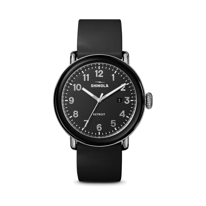 Shinola Detrola 41mm Black Dial Black Rubber Strap