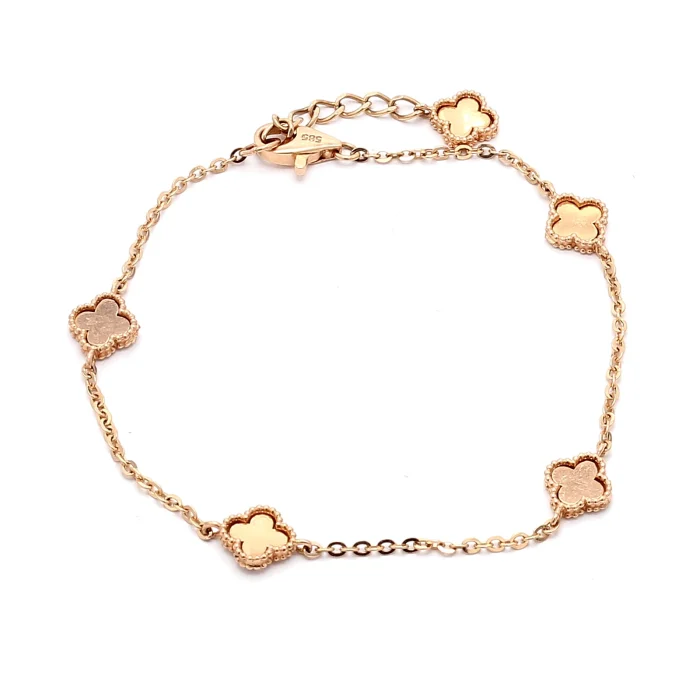 14K Rose Gold Clover Bracelet