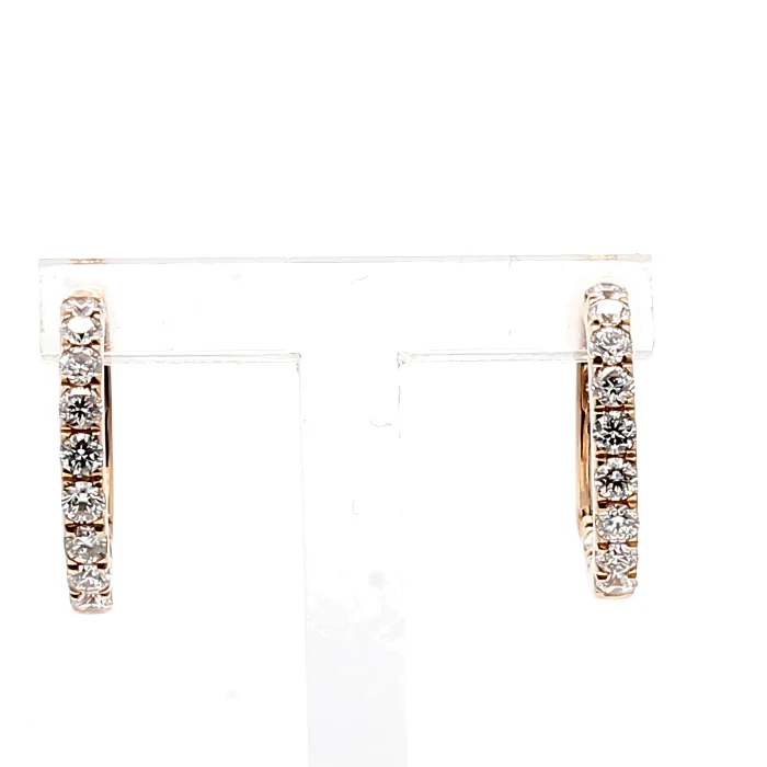 14K Rose Gold Diamond Hoop Earrings, 0.85 ct tw