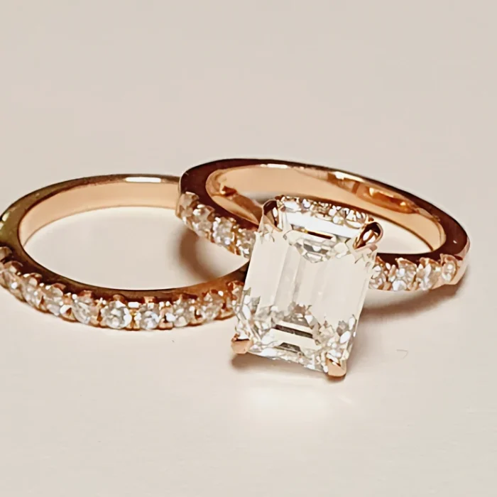 14K Rose Gold Diamond Wedding Set, 0.40 ct tw