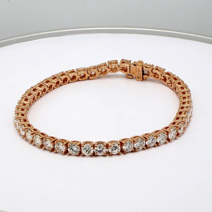14K Rose Gold Four-Prong Diamond Tennis Bracelet, 8.37 ct tw