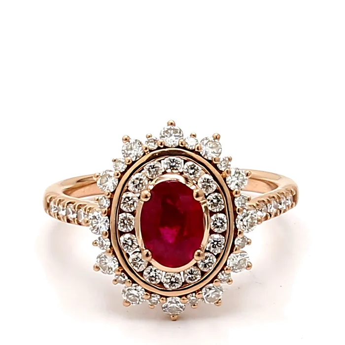 14K Rose Gold Ruby and Diamond Ring, 0.80 ct tw