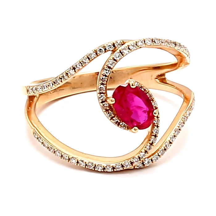 14K Rose Gold Ruby and Diamond Ring
