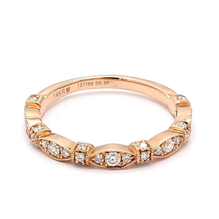 14K Rose Gold Stackable Diamond Band, 0.39 ct tw