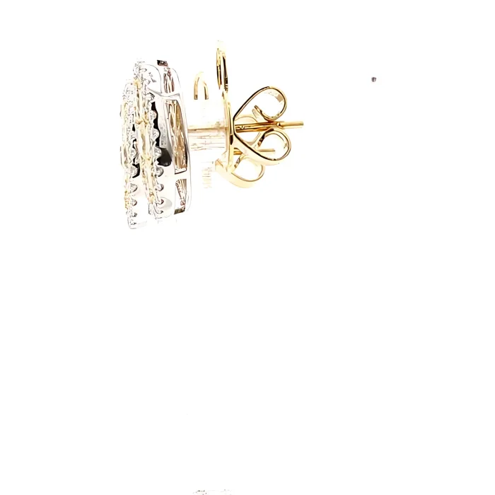 14K Two-Tone Gold Diamond Cluster Earrings, 3.34 ct tw