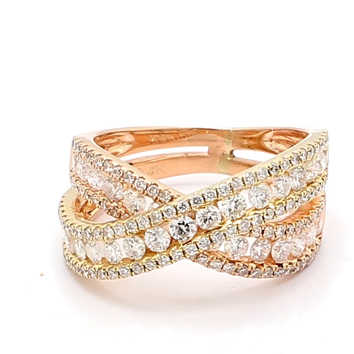 14K Two-Tone Gold Diamond Crossover Band, 2.20 ct tw