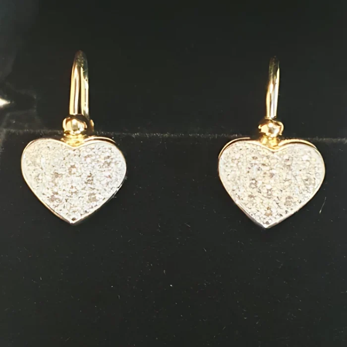 14K Two-Tone Gold Diamond Heart Earrings, 0.50 ct tw