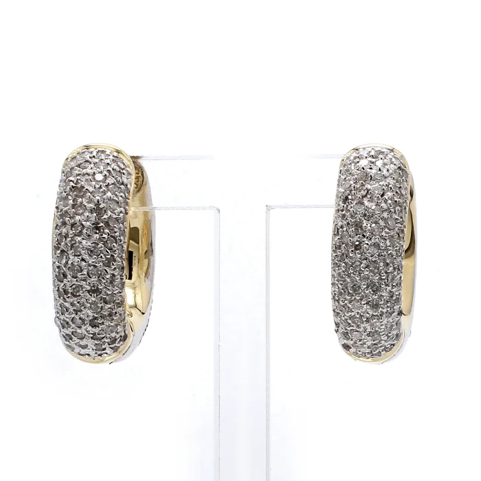 14K Two-Tone Gold Diamond Hoop Earrings, 1.50 ct tw