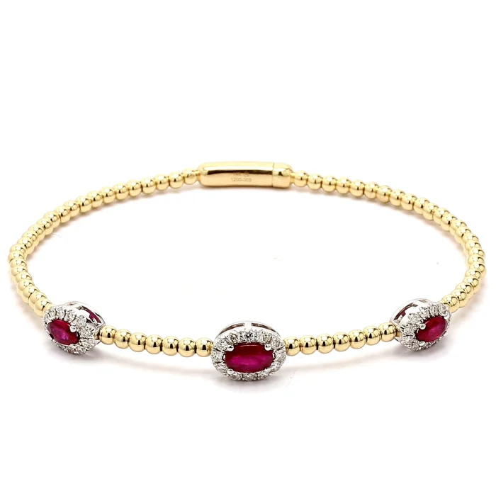 14K Two-Tone Gold Ruby and Diamond Bracelet