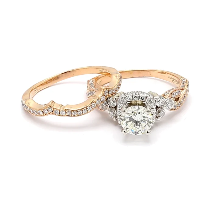 14K Two-Tone Gold Vintage-Style Diamond Wedding Set, 3.00 ct tw