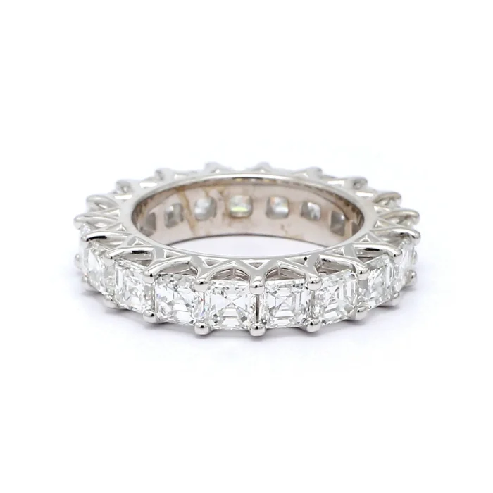 14K White Gold Asscher-Cut Diamond Eternity Band, 6.04 ct tw
