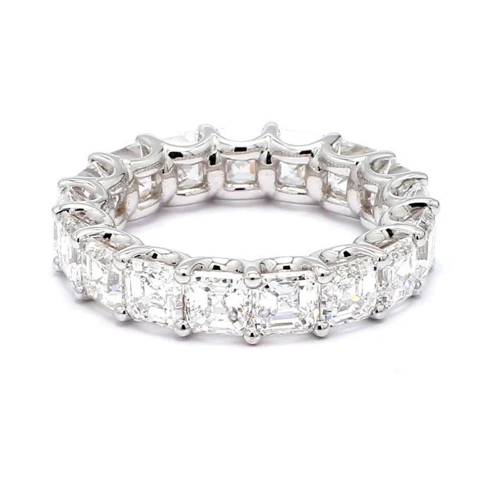 14K White Gold Asscher-Cut Diamond Eternity Band, 6.93 ct tw