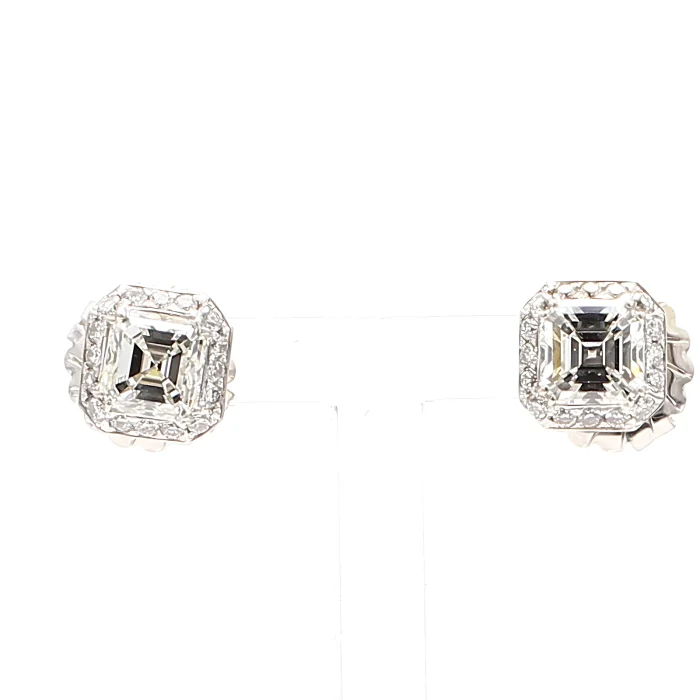 14K White Gold Asscher-Cut Diamond Stud Earrings, 2.05 ct tw