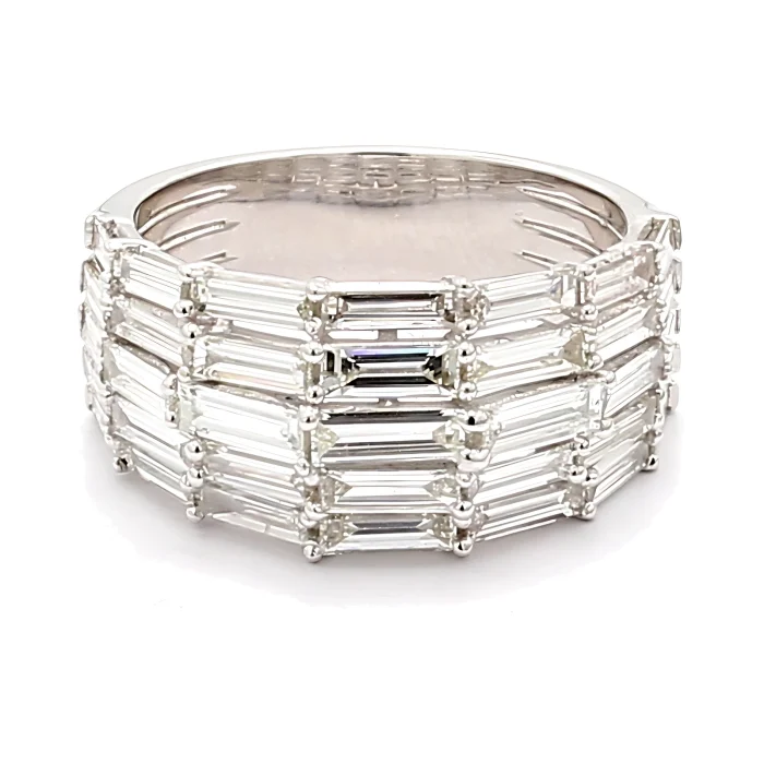14K White Gold Baguette Diamond Half-Way Band, 2.52 ct tw