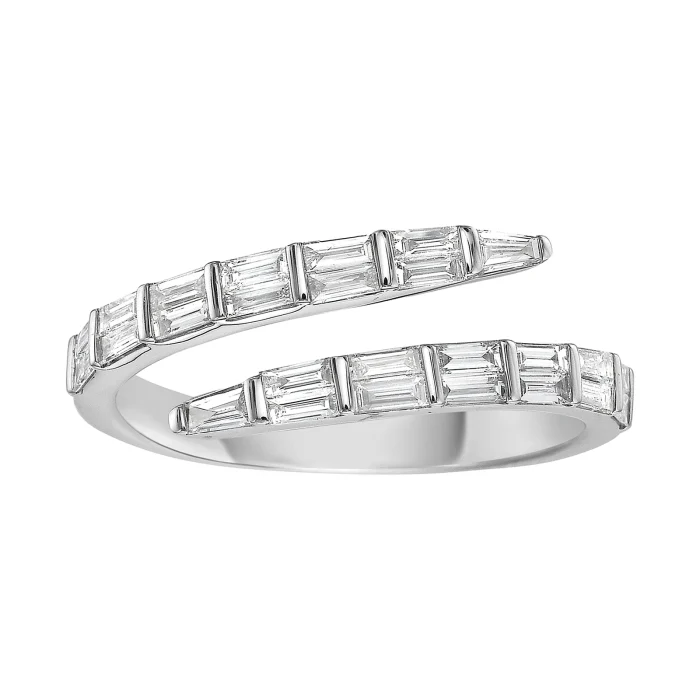 14K White Gold Baguette Diamond Ring, 0.59 ct tw