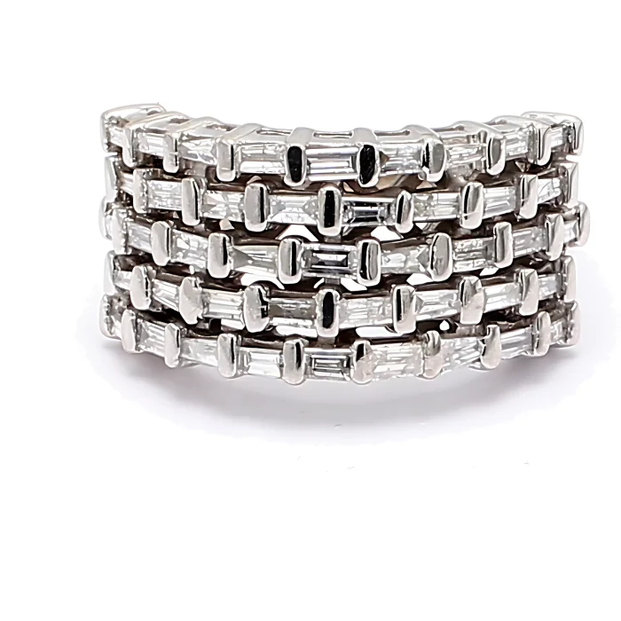 14K White Gold Baguette Diamond Ring, 1.23 ct tw