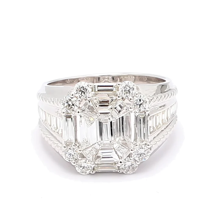 14K White Gold Baguette Diamond Ring, 1.42 ct tw