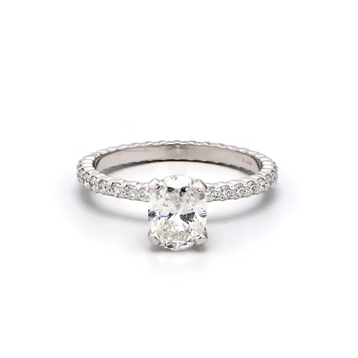 14K White Gold Bead-Set Eternity Diamond Semi-Mount, 0.38 ct tw