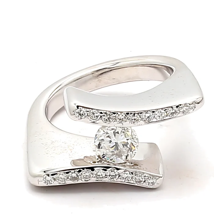 14K White Gold Bypass Diamond Semi-Mount, 0.30 ct tw