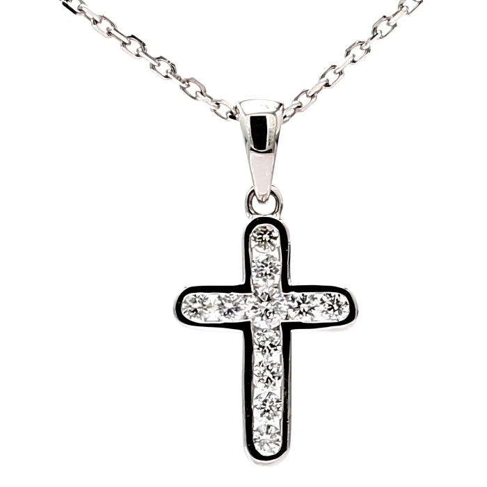 14K White Gold Channel-Set Diamond Pendant, 0.30 ct tw