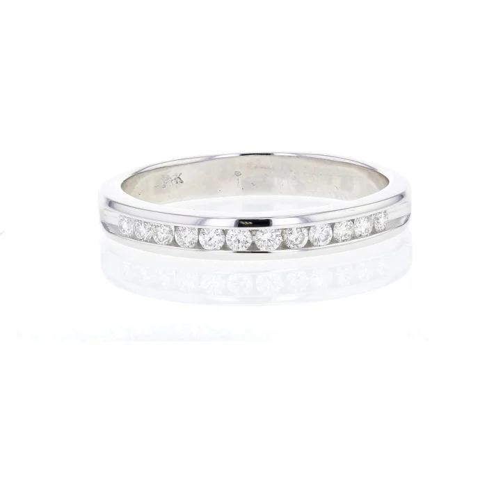 14K White Gold Channel-Set Half Diamond Band, 0.21 ct tw