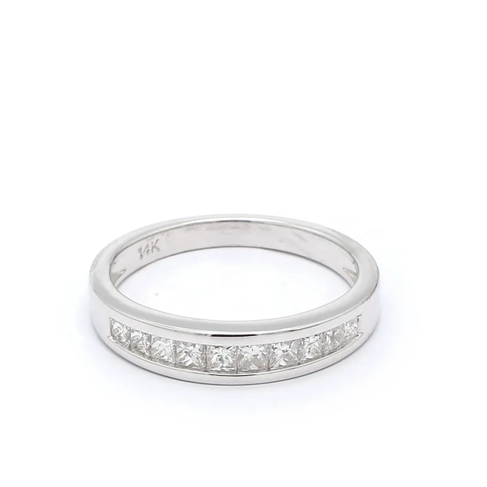 14K White Gold Channel-Set Princess-Cut Diamond Band, 0.70 ct tw
