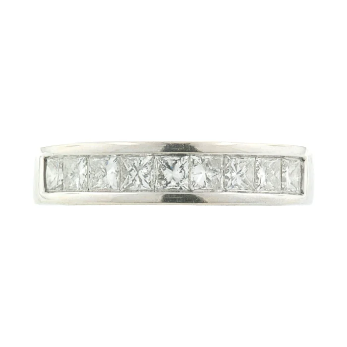 14K White Gold Channel-Set Princess-Cut Diamond Band, 1.30 ct tw