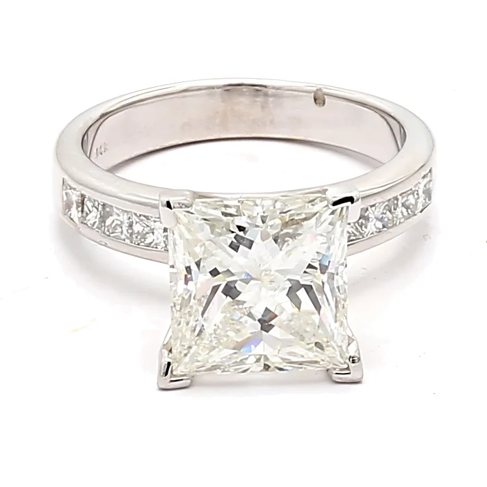 14K White Gold Channel-Set Princess Diamond Semi-Mount, 0.72 ct tw