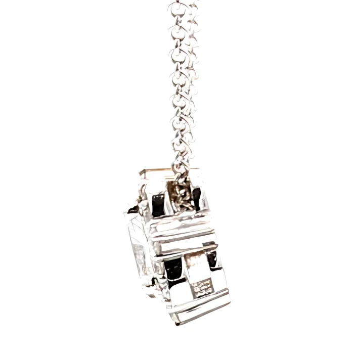 14K White Gold Cushion Diamond Halo Pendant, 0.84 ct tw