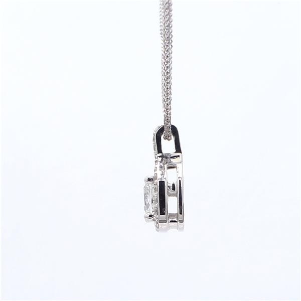 14K White Gold Cushion Diamond Halo Pendant, 0.88 ct tw
