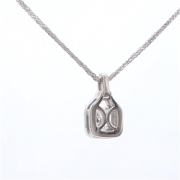 14K White Gold Cushion Diamond Halo Pendant, 0.88 ct tw