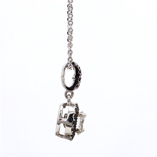 14K White Gold Diamond and Black Diamond Halo Pendant, 0.73 ct tw