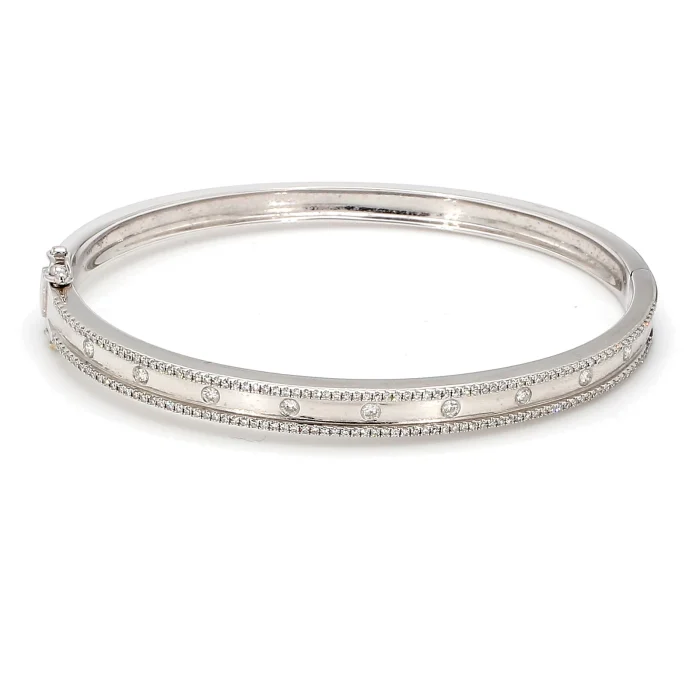 14K White Gold Diamond Bangle, 0.62 ct tw