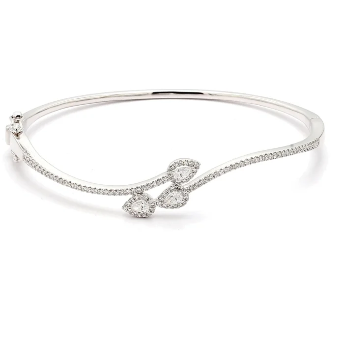 14K White Gold Diamond Bangle, 1.00 ct tw
