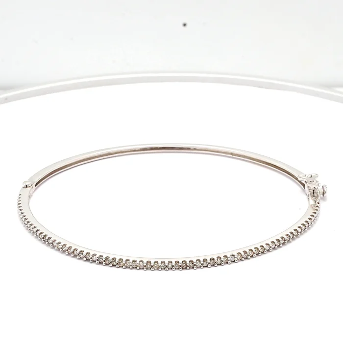 14K White Gold Diamond Bangle, 1.00 ct tw