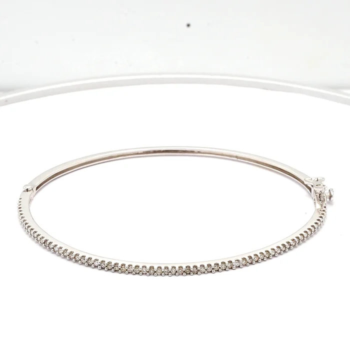 14K White Gold Diamond Bangle, 1.00 ct tw