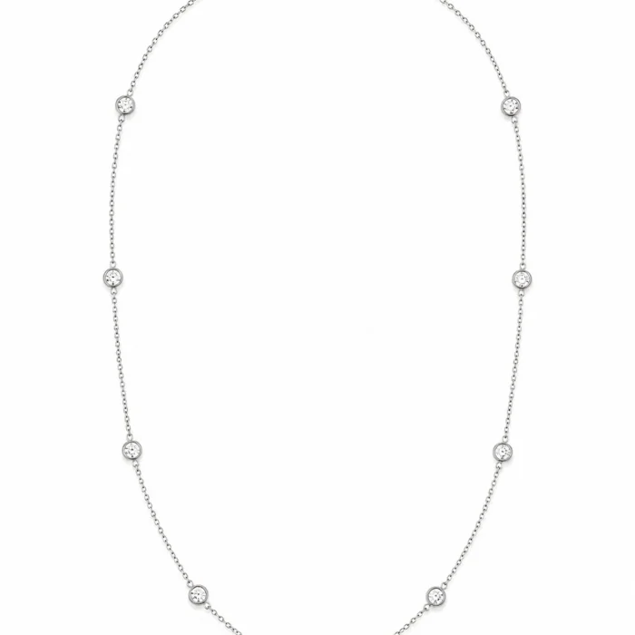 14K White Gold Diamond by the Yard Necklace, 0.51 ct tw