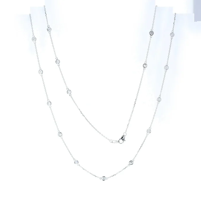 14K White Gold Diamond by the Yard Necklace, 2.25 ct tw