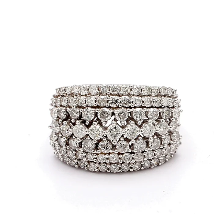 14K White Gold Diamond Cluster Band, 4.00 ct tw