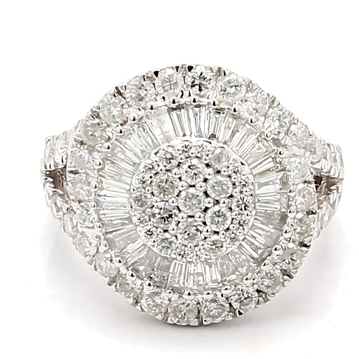 14K White Gold Diamond Cluster Ring, 2.76 ct tw