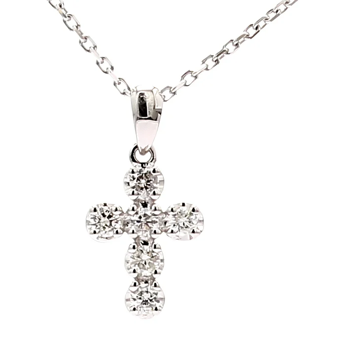 14K White Gold Diamond Cross Pendant, 0.24 ct tw