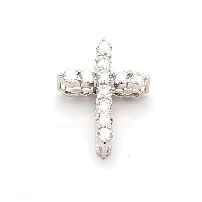 14K White Gold Diamond Cross Pendant, 0.42 ct tw