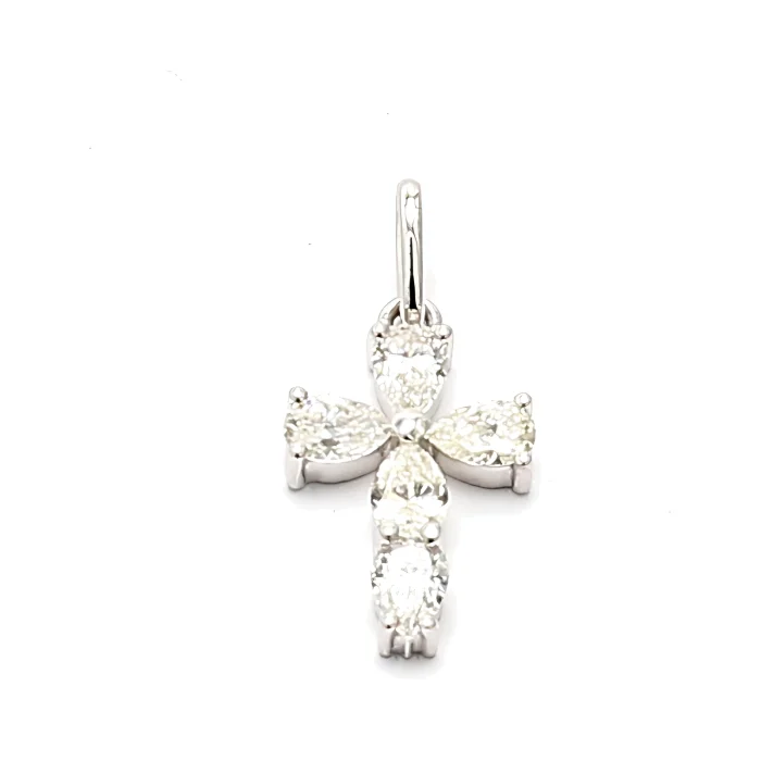 14K White Gold Diamond Cross Pendant, 0.60 ct tw