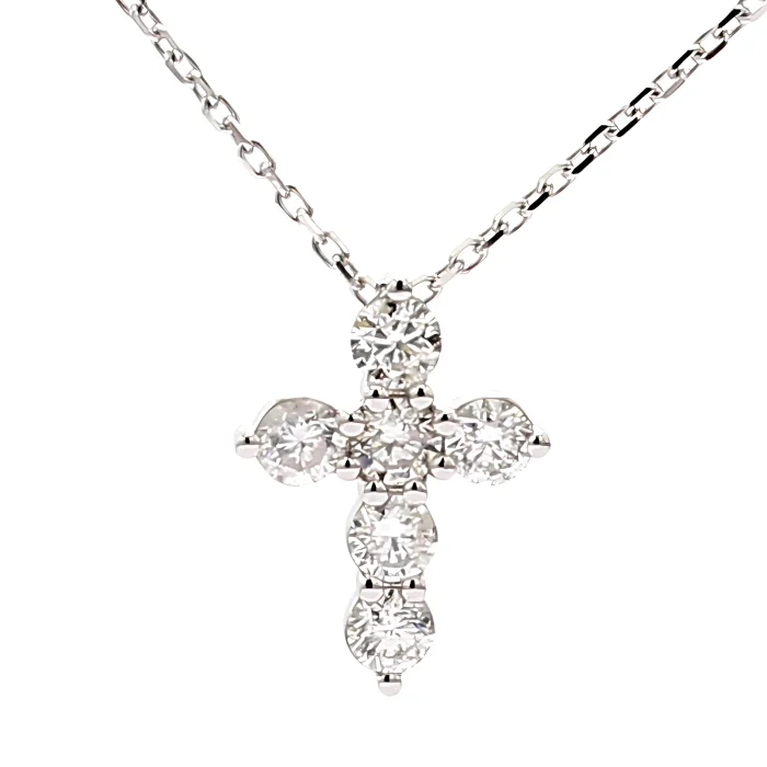 14K White Gold Diamond Cross Pendant, 0.66 ct tw